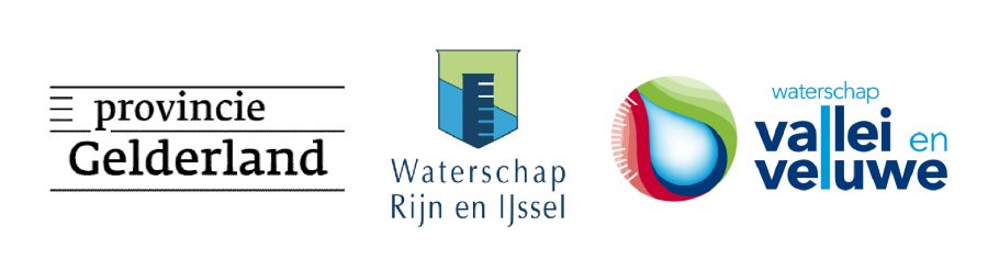 Logo's Provincie Gelderland, Waterschap Rijn en IJssel, Waterschap Vallei en Veluwe